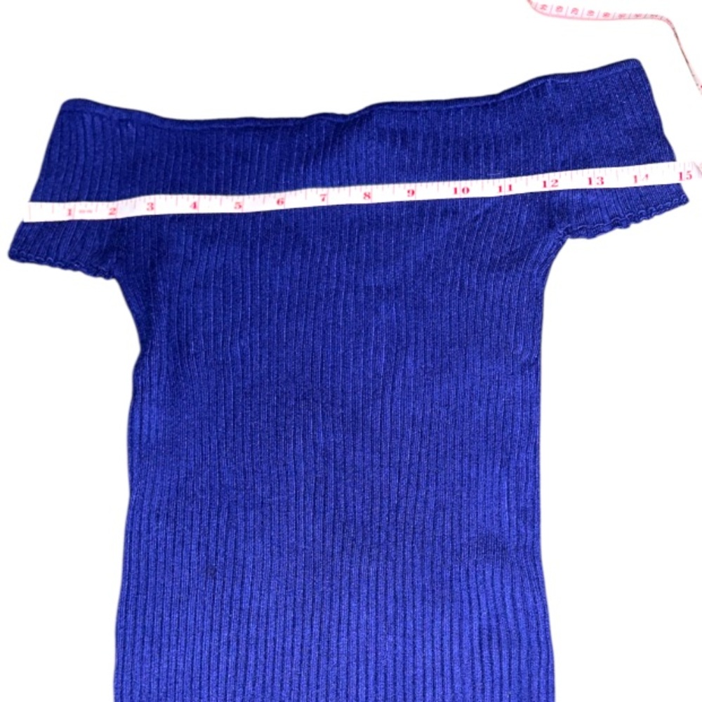 5/25$ ✨ Off-the-Shoulder Blue Ribbed Dress - Picture 8 of 8
